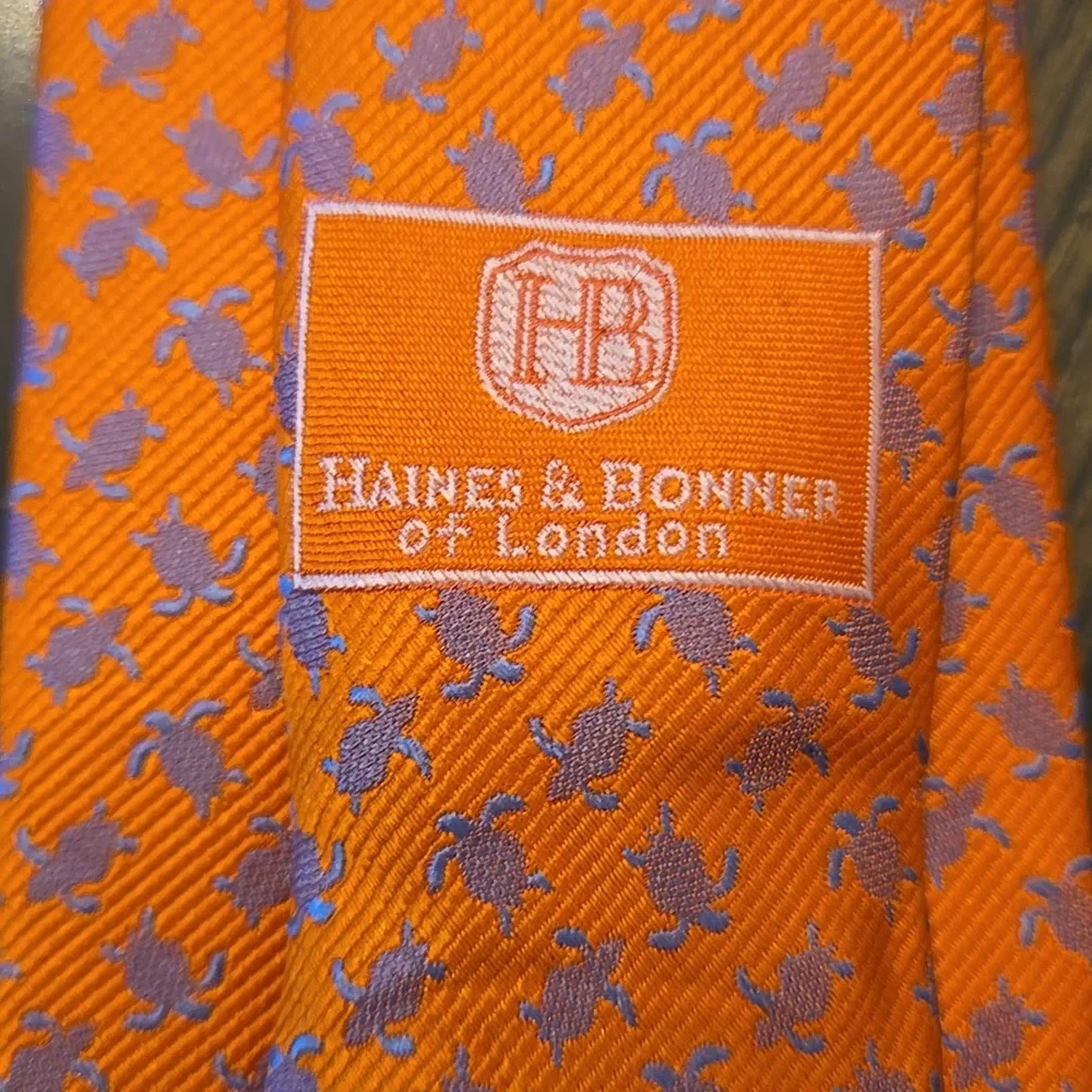 Hanes & Bonner Of London - Orange Patterned Tie With Blur Turtles